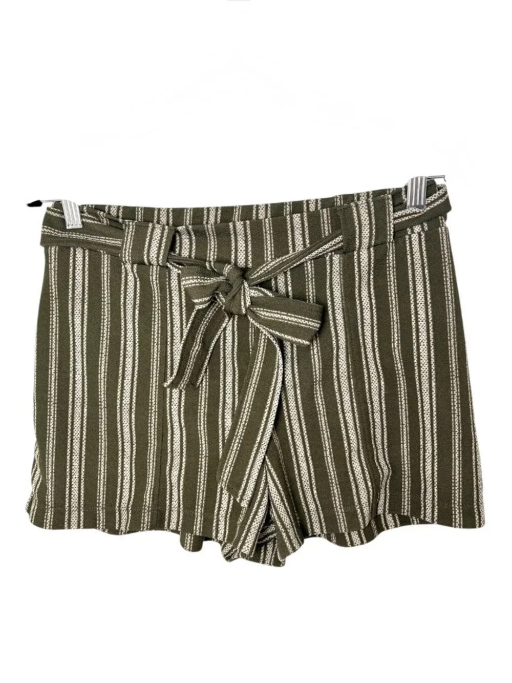 No Boundaries Green White Striped Tie Waist Shorts Size Large 11-13